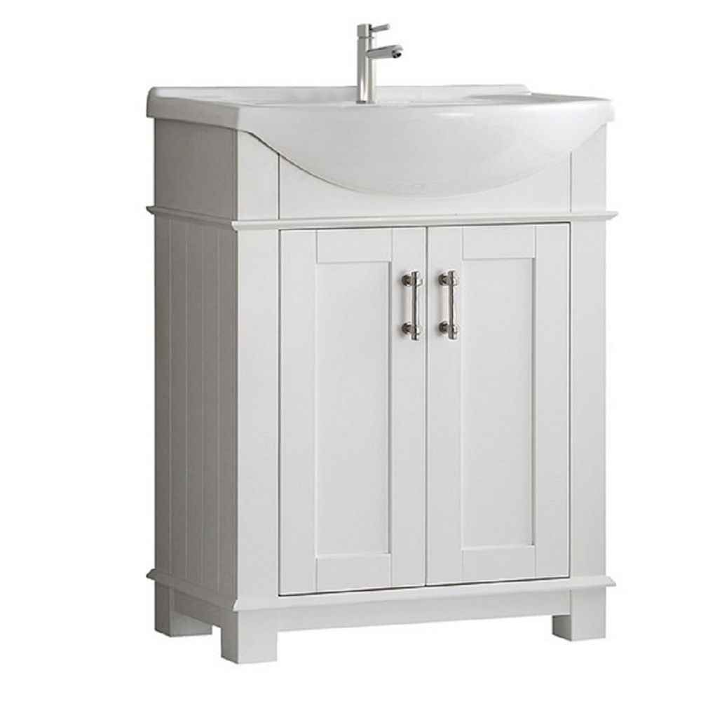 Fresca Hudson 30 In Bathroom Vanity In White With Ceramic Vanity Top In White The Home Depot Canada