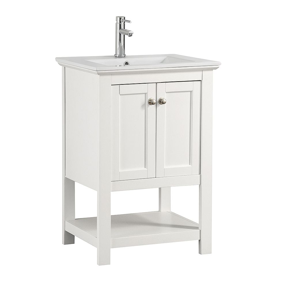 Fresca Bradford 24 In Bathroom Vanity In White With Ceramic Vanity Top In White The Home Depot Canada Fresca Bradford 24 In Bathroom Vanity In White With Ceramic Vanity Top In White The Home Depot Canada