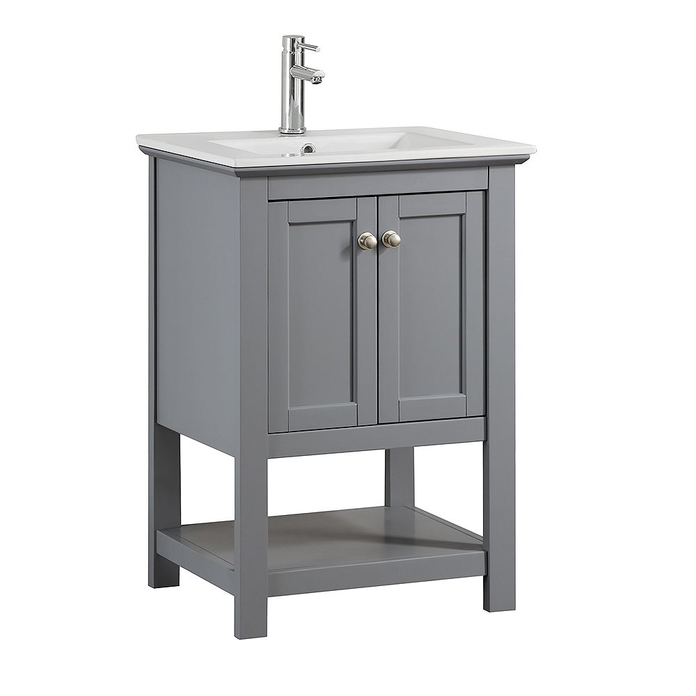 Fresca Bradford 24 In Bathroom Vanity In Gray With Ceramic Vanity Top In White The Home Depot Canada Fresca Bradford 24 In Bathroom Vanity In Gray With Ceramic Vanity Top In White The Home Depot Canada