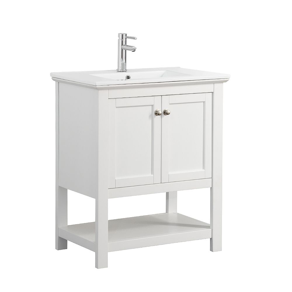 Fresca Bradford 30 In Bathroom Vanity In White With Ceramic