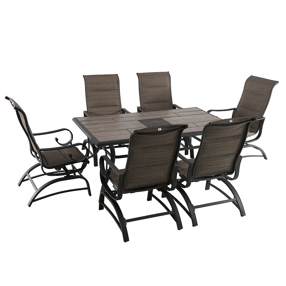 Royal Garden River Oak 7-Patio Padded Sling Patio Dining Set | The Home