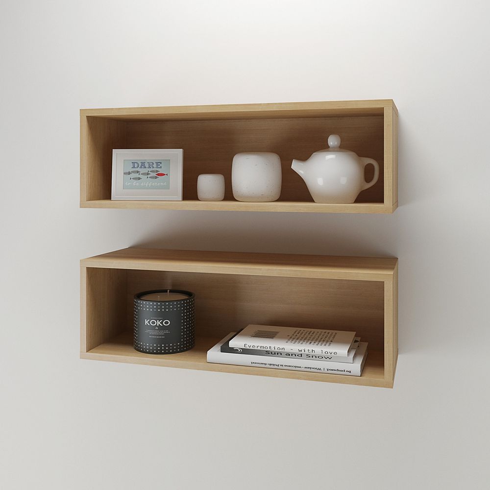 Nexera Nexera Rectangular Floating Wall Shelves in Natural Maple (Set