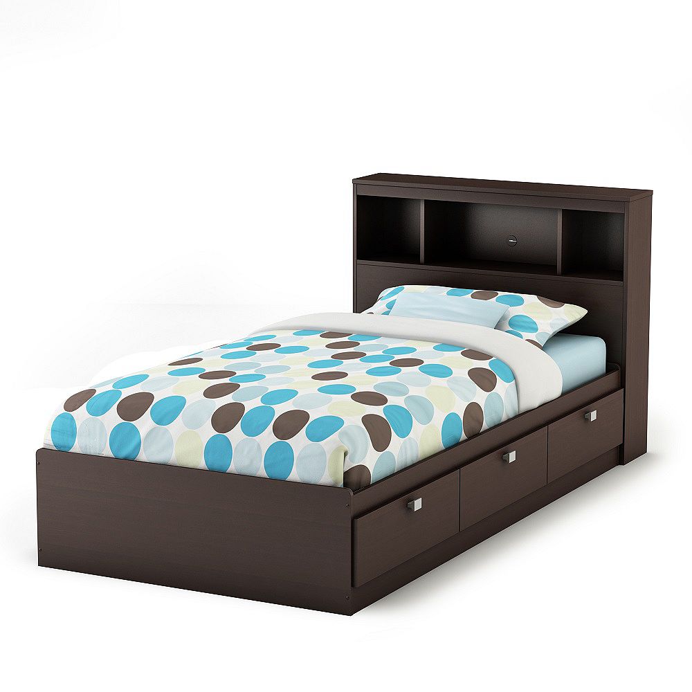 South S Spark Twin Storage Bed And, Twin Bed Frame With Bookcase