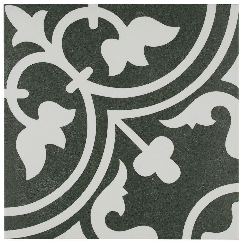 Merola Tile Arte Black 9 3 4 Inch X, Cement Tile Home Depot Canada