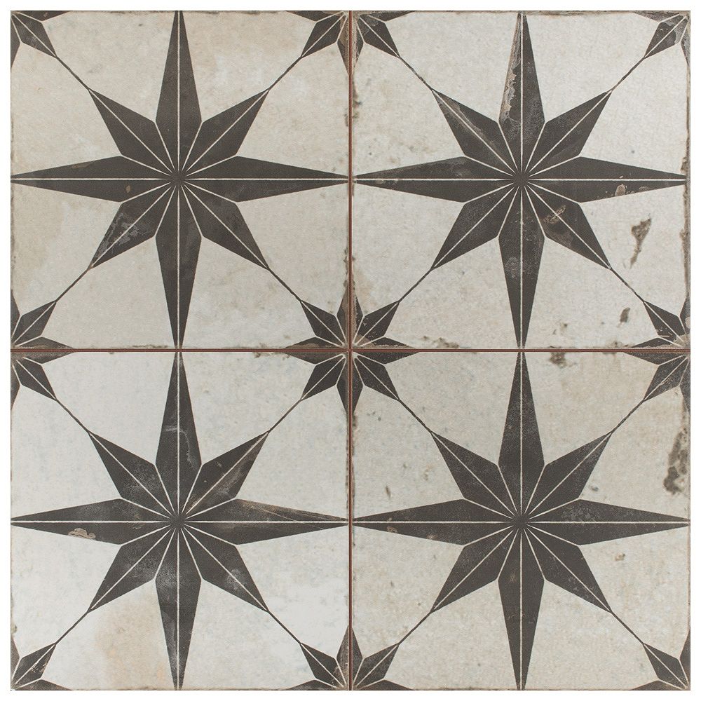 Merola Tile Kings Star Nero 17 5 8 Inch, Cement Tile Home Depot Canada