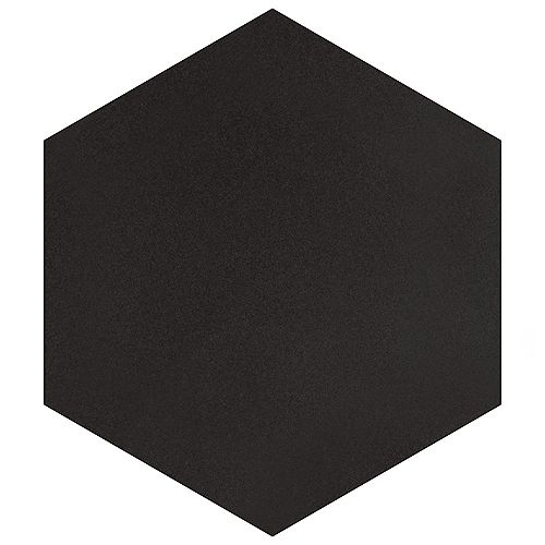 Textile Hex Black 8-5/8-inch x 9-7/8-inch Porcelain Floor and Wall Tile (11.56 sq. ft. / case)