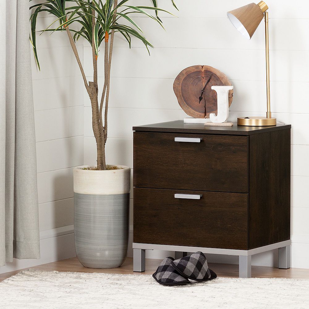 South Shore Flexible 2Drawer Nightstand, Brown Oak The Home Depot Canada