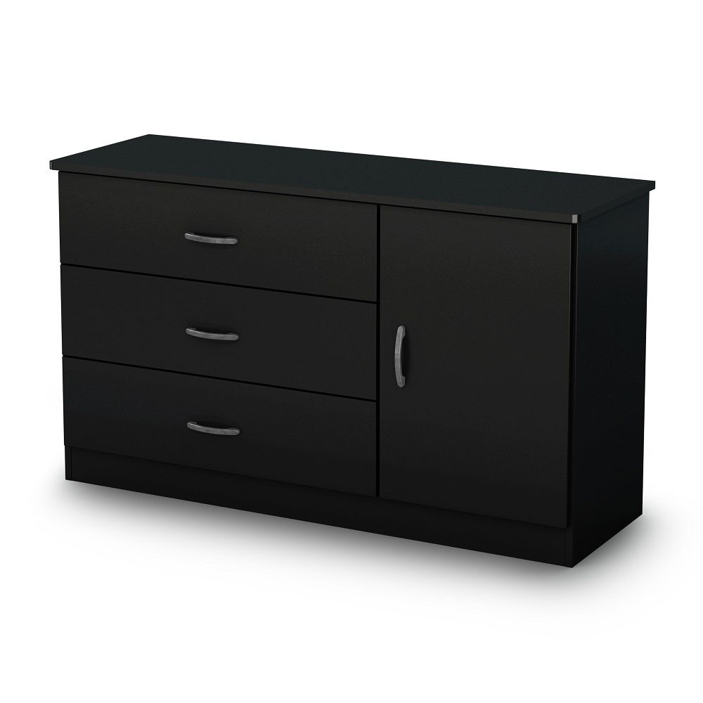 black three drawer dresser