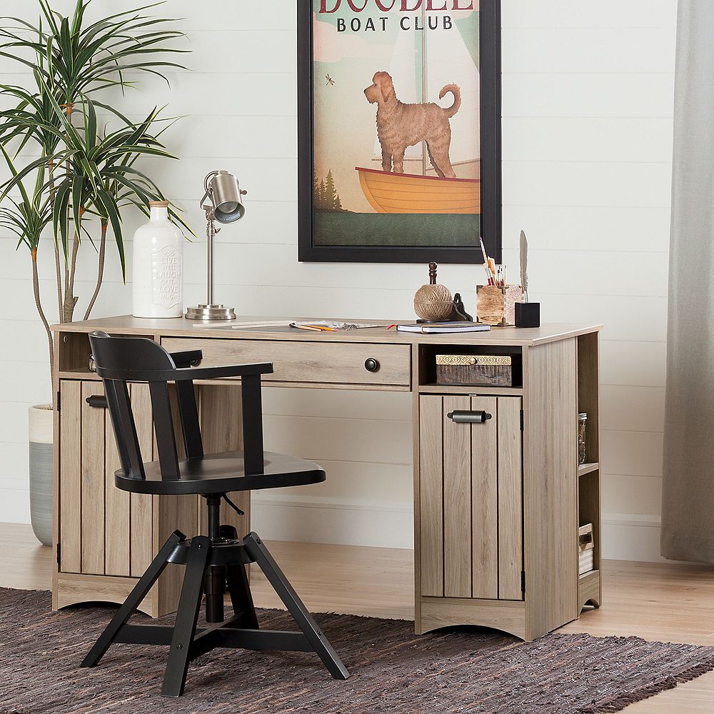 South Shore Artwork Craft Table With Storage Rustic Oak The Home Depot Canada