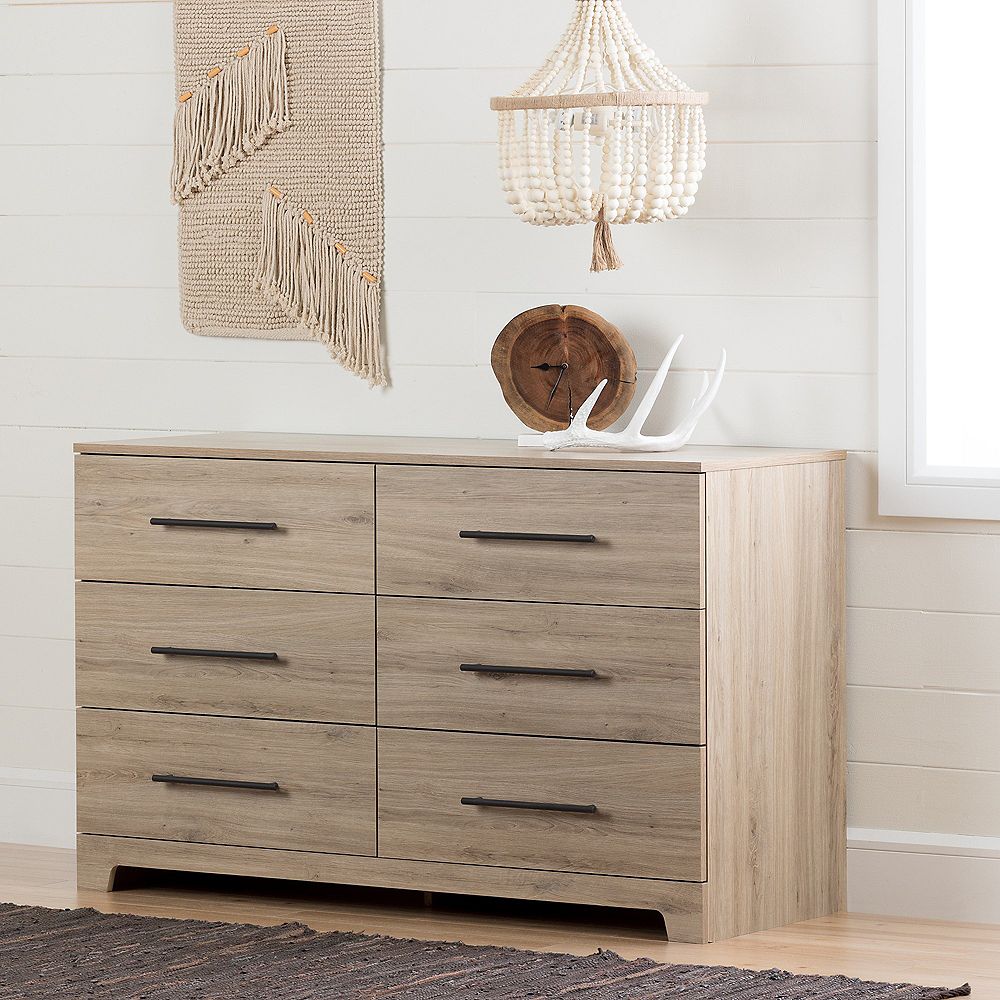 South Shore Primo 6-Drawer Double Dresser, Rustic Oak | The Home Depot