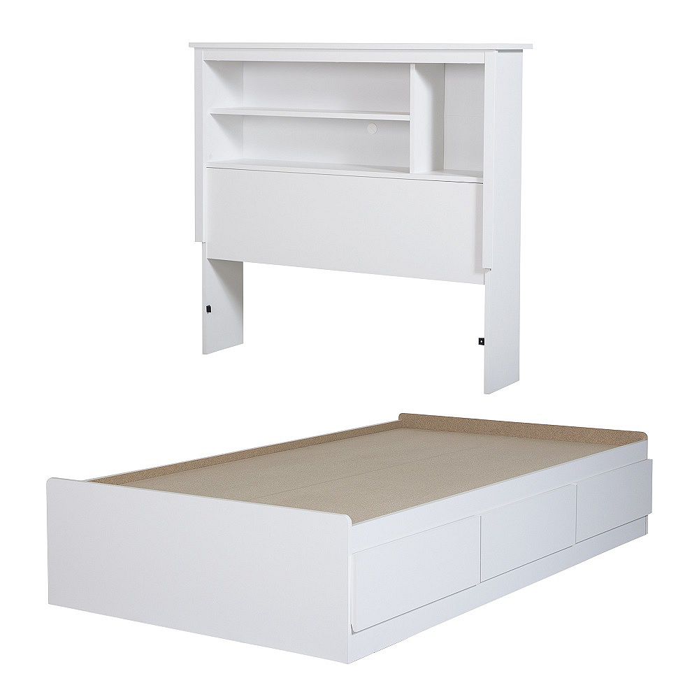 South S Vito Twin Mates Bed With, Twin Mates Bed With Bookcase Headboard