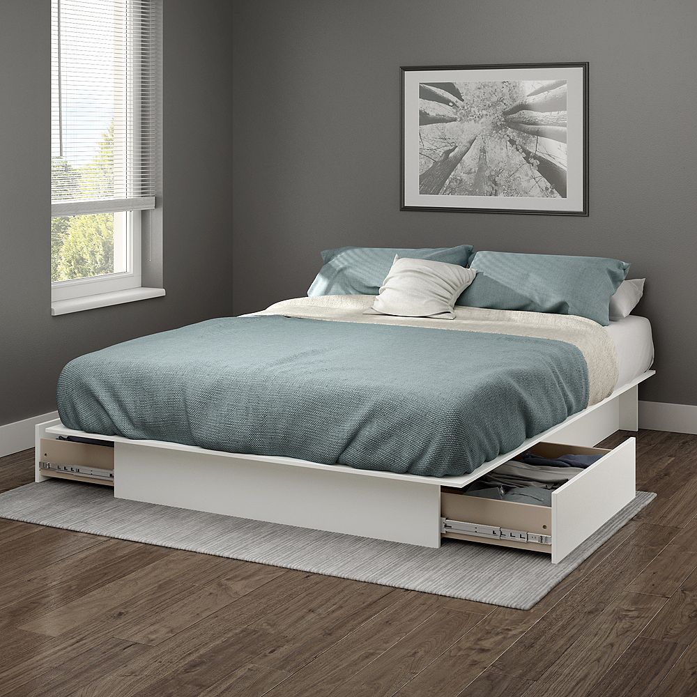 South Shore Lit plateforme queen (54/60'') avec tiroirs Gramercy, Blanc solide Home Depot Canada South Shore Lit plateforme queen (54/60'') avec tiroirs Gramercy, Blanc solide Home Depot Canada