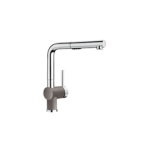 POSH, Low-arc Pull-out Kitchen Faucet, 2.2 GPM flow rate (Dual-spray), Chrome/Metallic Gray