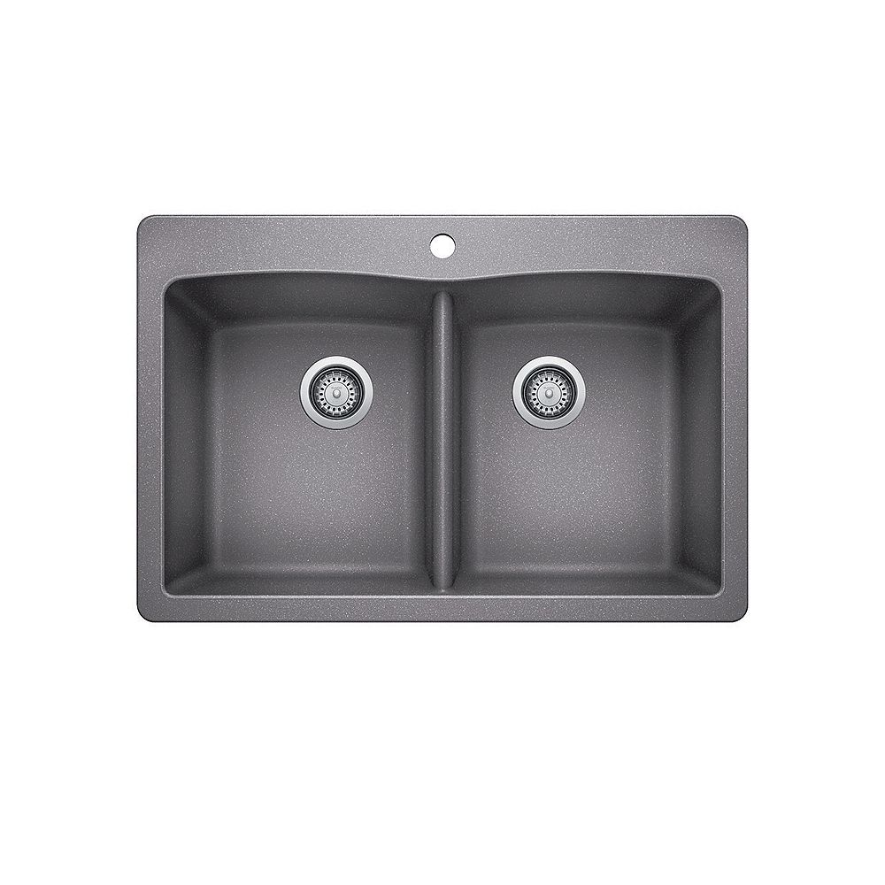 Blanco DIAMOND 210, Equal Double Bowl Dropin Kitchen Sink, SILGRANIT