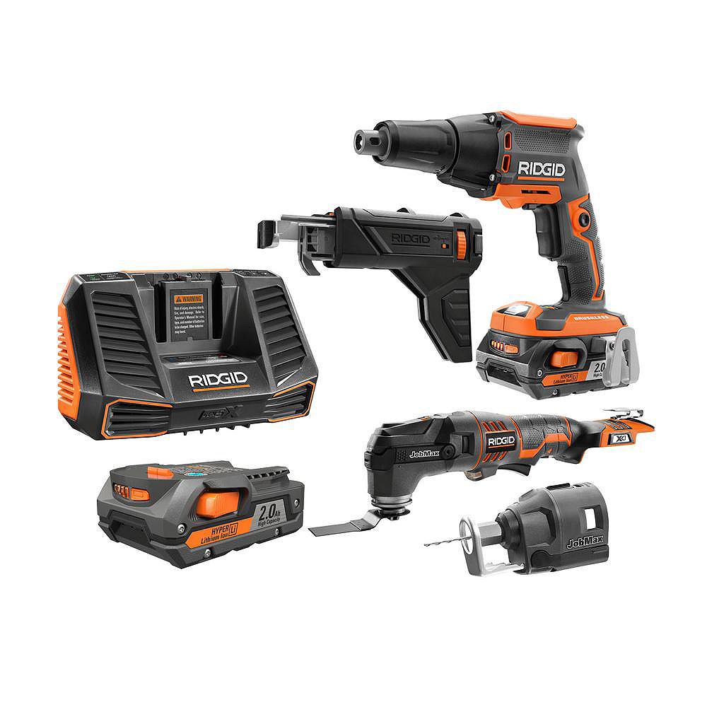 RIDGID 18V Drywall Installation Kit with (2) 2.0AH RIDGID 18V Drywall Installation Kit with (2) 2.0AH