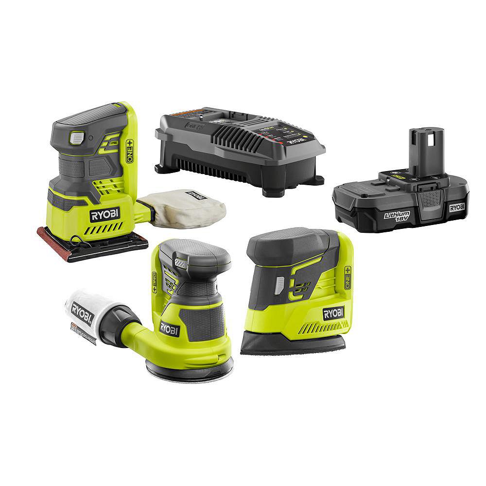 RYOBI 18V ONE+ Cordless LithiumIon Sanding Combo Kit (3Tool) with (1