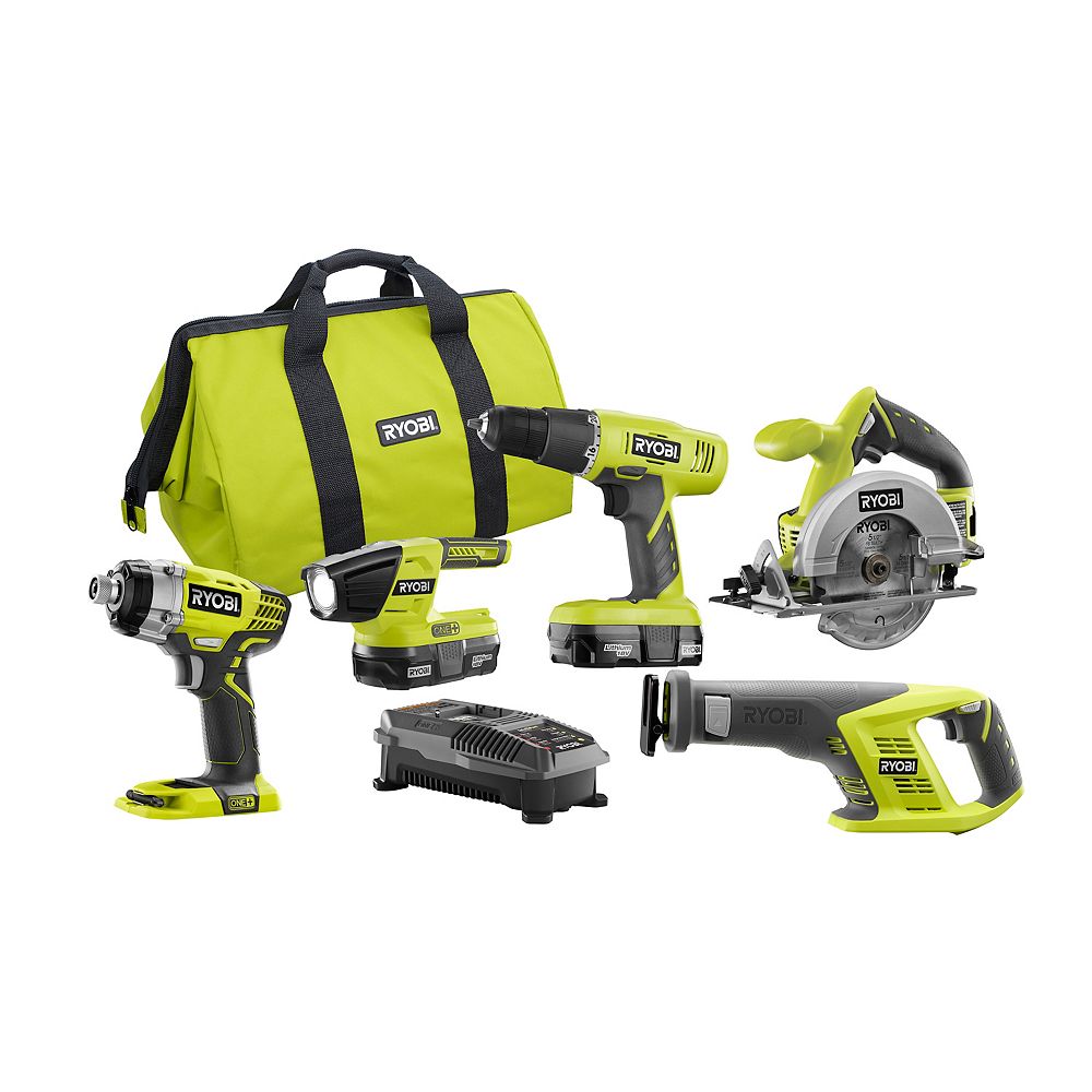 RYOBI 18V ONE+ Combo Kit w/ Drill, Circular Saw, Recip Saw, Impact