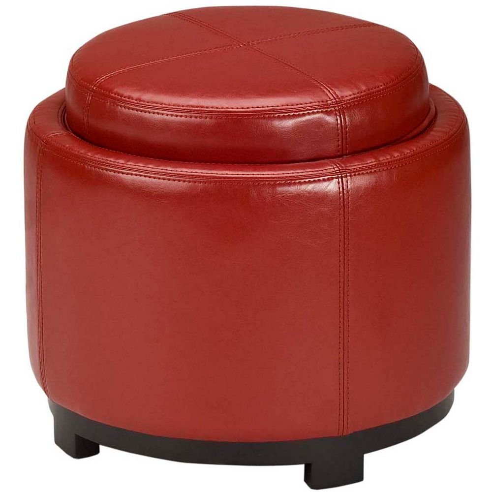 Safavieh Chelsea Round Tray Ottoman in Red The Home Depot Canada