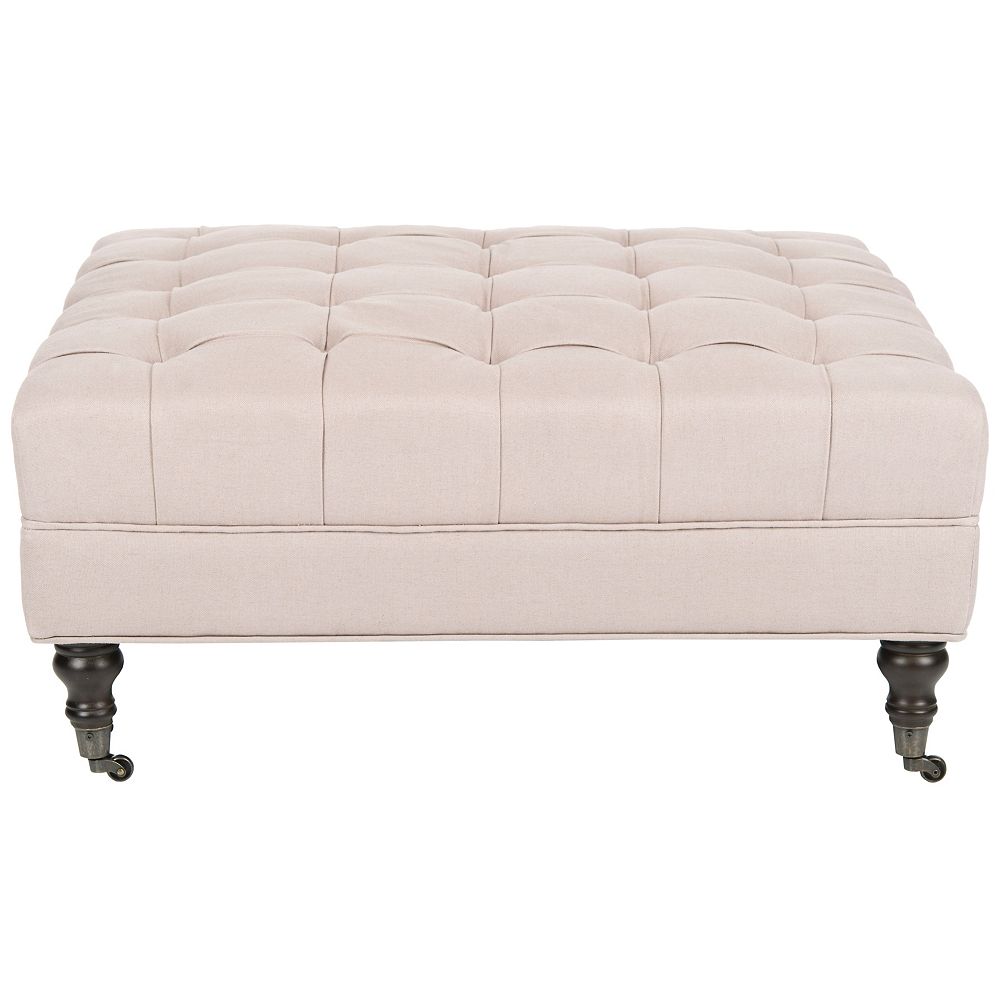 Safavieh Clark Cocktail Tufted Ottoman in Taupe | The Home Depot Canada