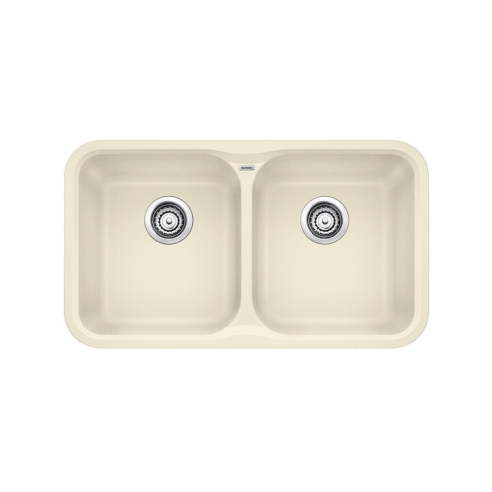 Blanco Vision U 2 Equal Double Bowl Undermount Kitchen Sink Silgranit Biscuit The Home Depot Canada