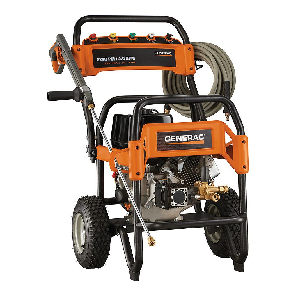 Generac 4 200 Psi 4 0 Gpm Ohv Engine Triplex Pump Gas Powered Pressure Washer The Home Depot Canada