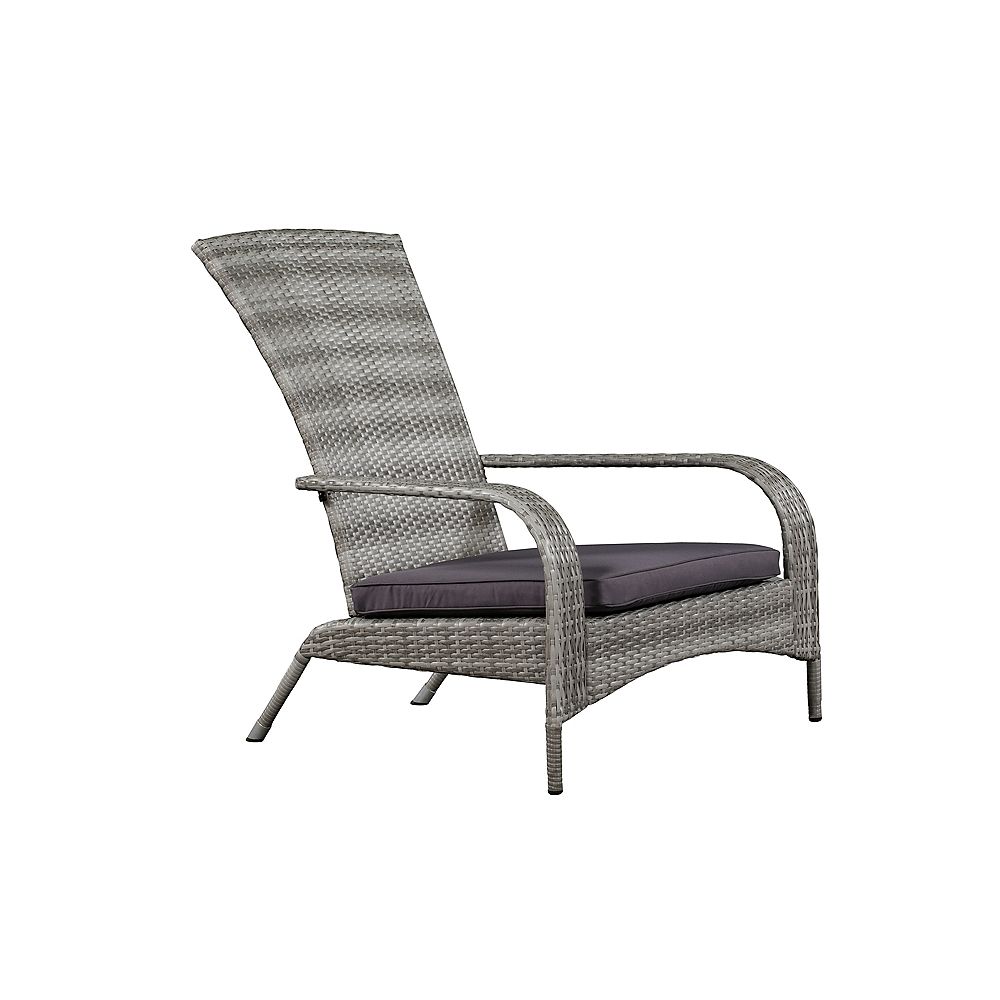 Patioflare Muskoka Chair, Light Grey Wicker & Dark Grey Cushions | The