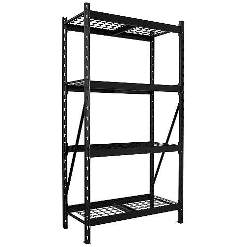 1000 Series 39-inch W x 72-inch H x 18.5-inch D Steel 4-Shelf Customizable Shelving Unit in Black