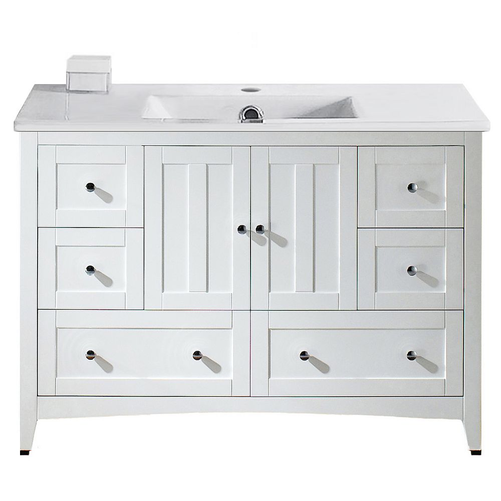 American Imaginations 48 inch W Floor Mount White Vanity Set For 1