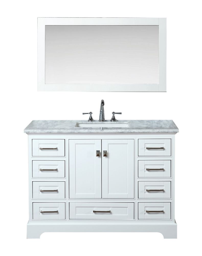 Stufurhome Newport White 48 Inch Single Sink Bathroom Vanity With   P 1001118789 