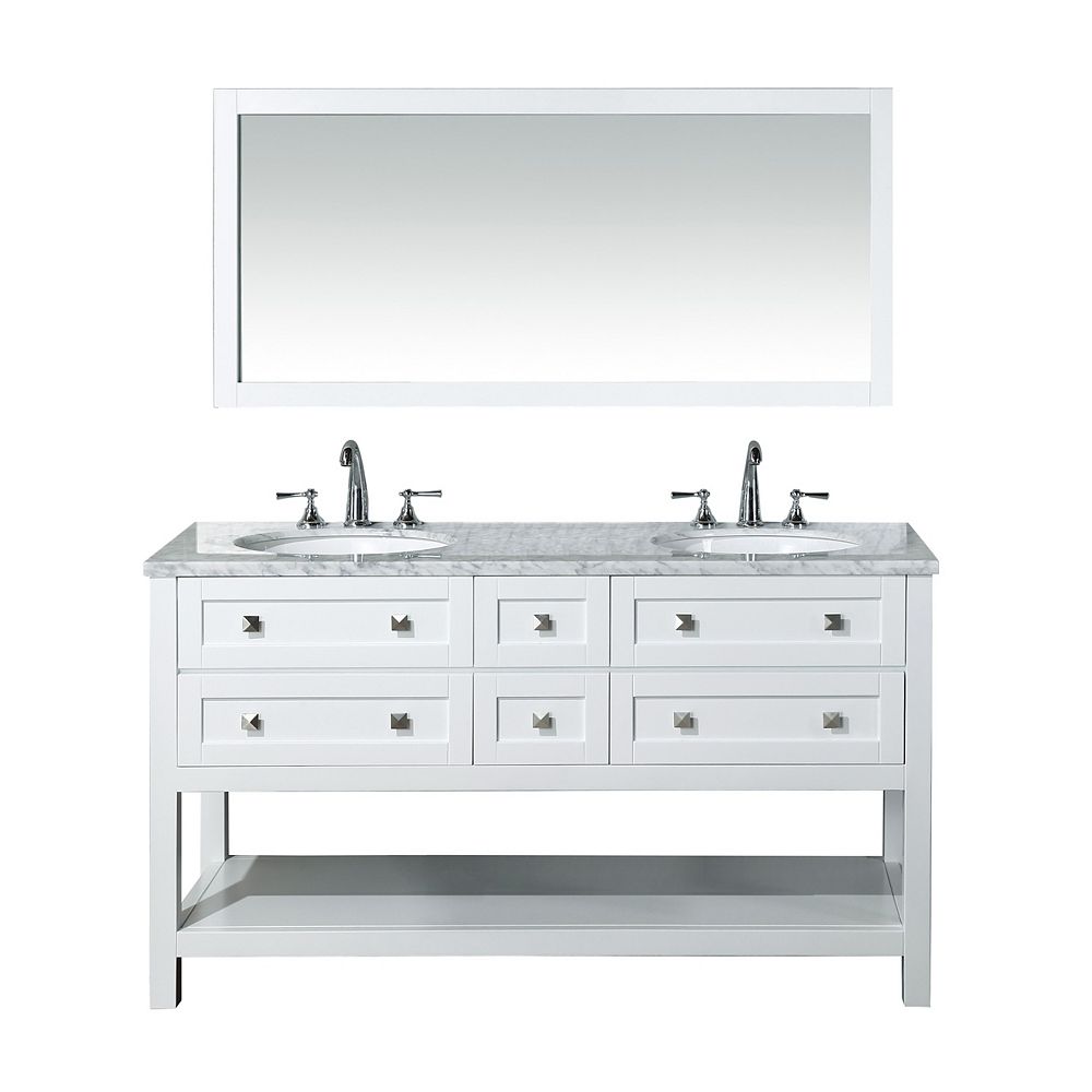 Stufurhome Marla 60 Inch Double Sink, Bathroom Vanities 60 Inches Double Sink