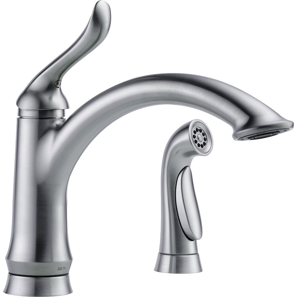Delta linden single handle kitchen faucet in stainless