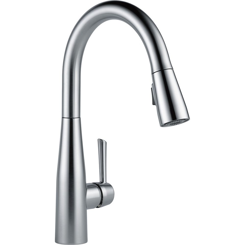 Delta Essa Single Handle Pull Down Kitchen Faucet Arctic Stainless The Home Depot Canada