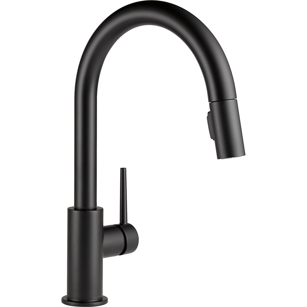 Delta Trinsic Single Handle Pull Down Sprayer Kitchen Faucet With Magnatite Docking In Mat The Home Depot Canada