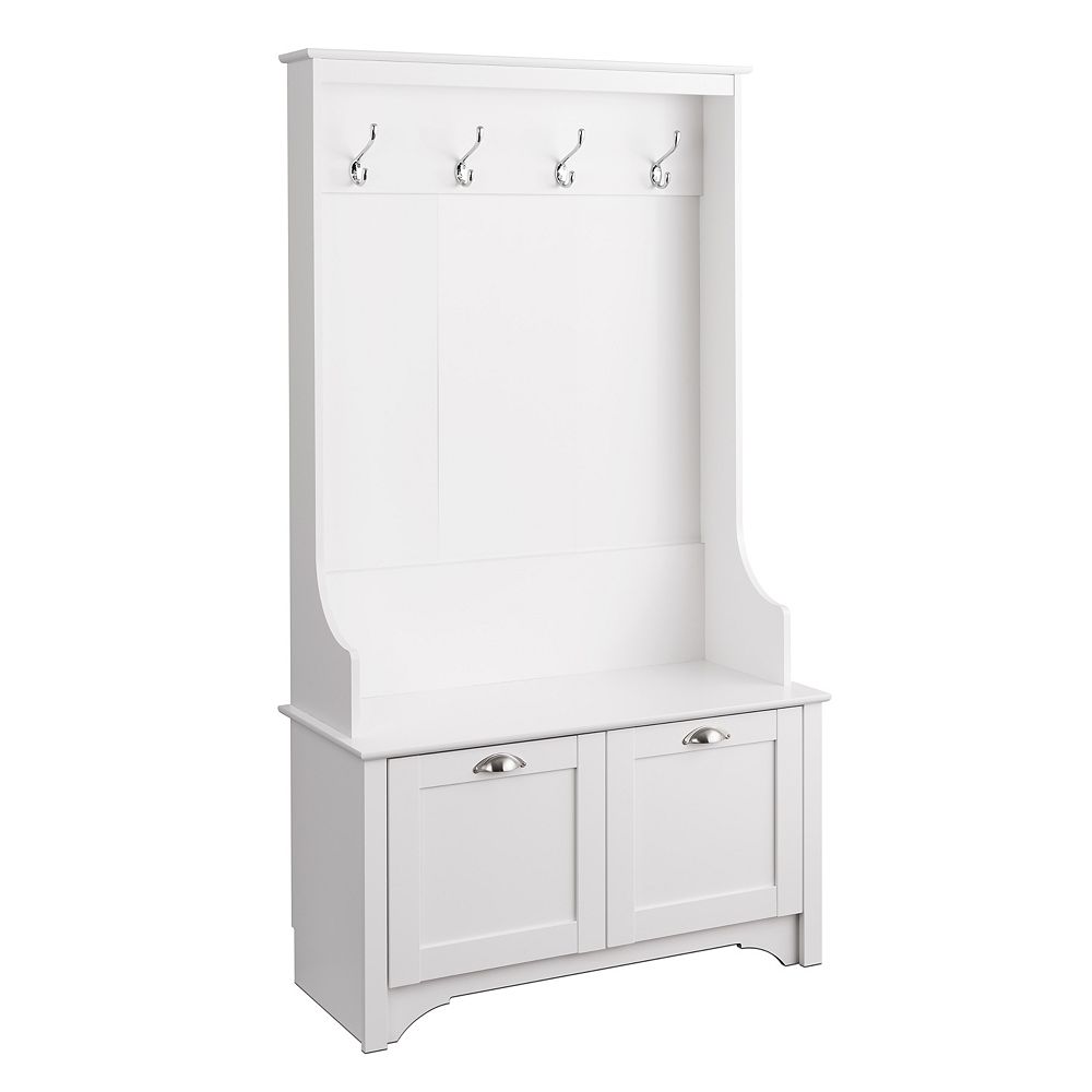 Prepac Wide Hall Tree with Shaker Doors in White | The Home Depot Canada