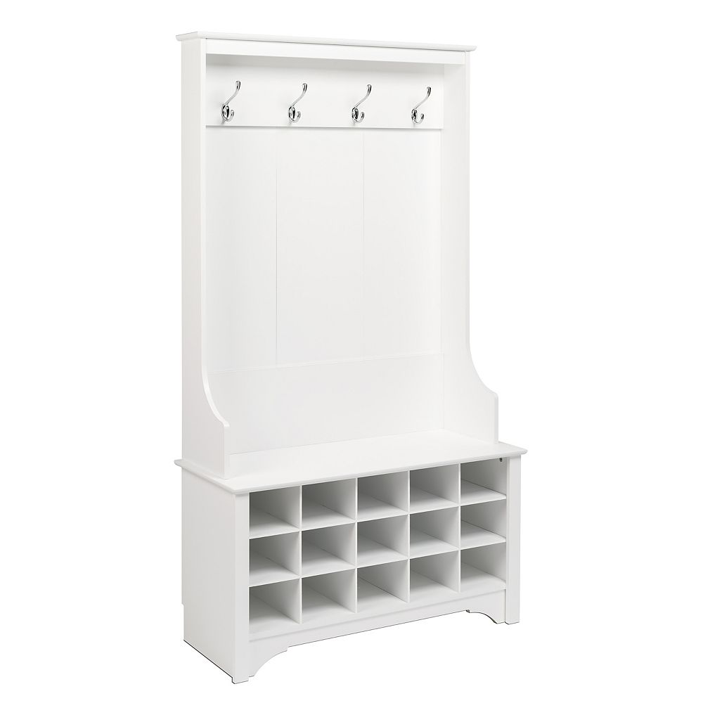 Prepac Hall Tree with Shoe Storage in White | The Home Depot Canada