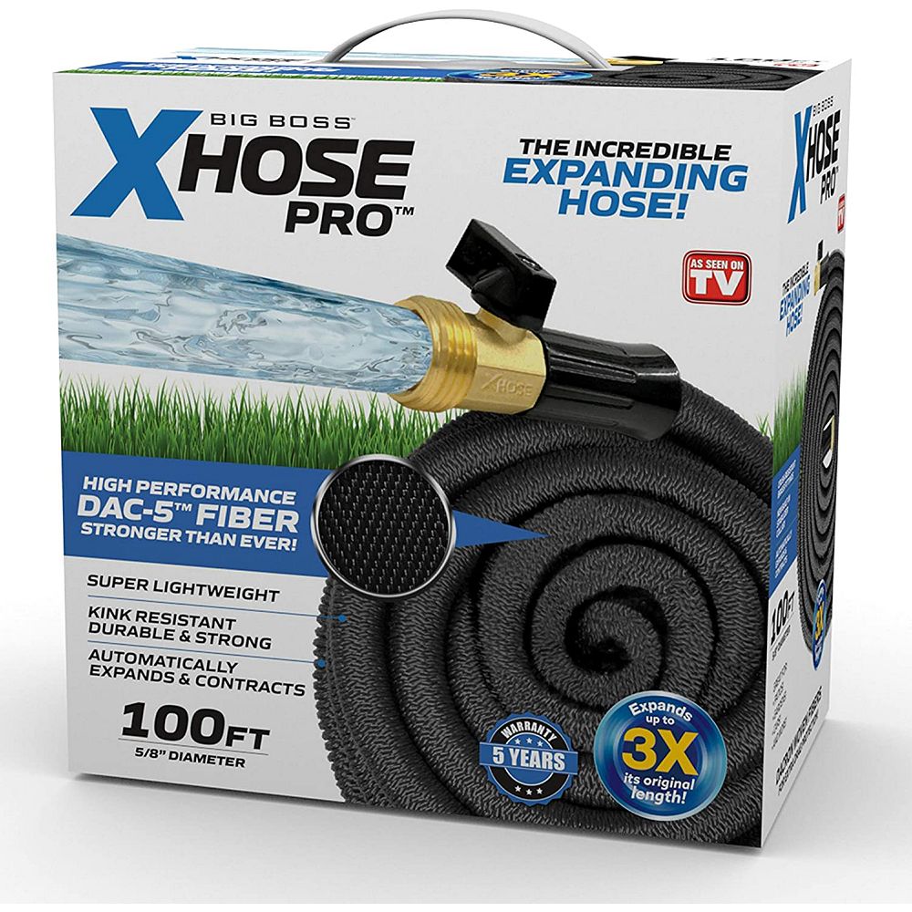 Xhose Pro 5 8 Inch Dia X 100 Ft Dac 5 High Performance Lightweight Expandable Garden Hose The Home Depot Canada
