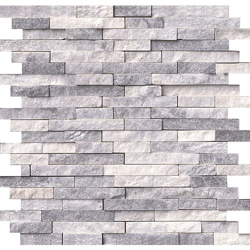 Alaska Grey Split-face 11.81-inch x12.4-inch Marble Mesh-Mounted Mosaic Wall Tile (10 sq. ft. / case)