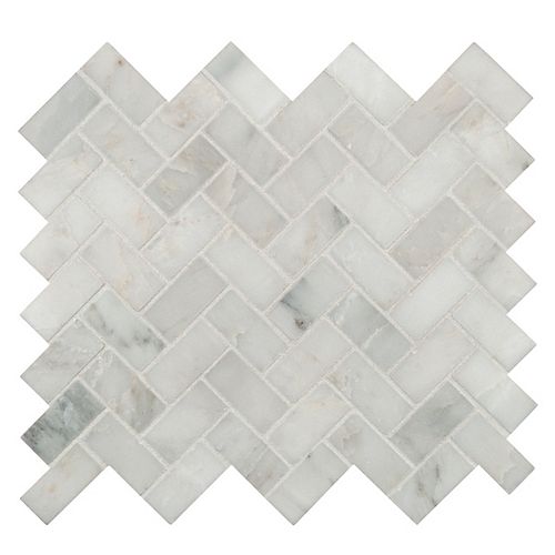 Arabescato Carrara Herringbone Pattern 12-inch x 12-inch Honed Marble Mosaic Tile (10 sq. ft./case)