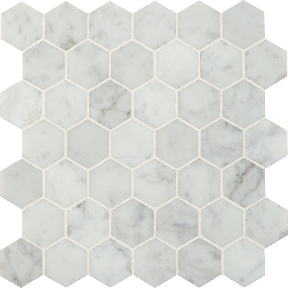 Msi Stone Ulc Carrara White Hexagon 12 Inch X 12 Inch Marble Mesh Mounted Mosaic Tile 10 The Home Depot Canada