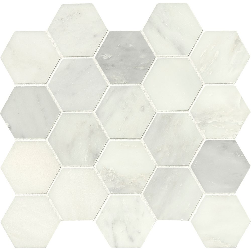 MSI Stone ULC Grecian White Hexagon 12-inch x 12-inch Polished Marble