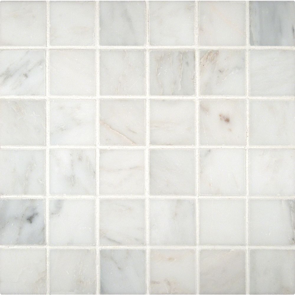 MSI Stone ULC Grecian White 12inch x 12inch Polished Beveled Marble Mosaic Floor & Wall