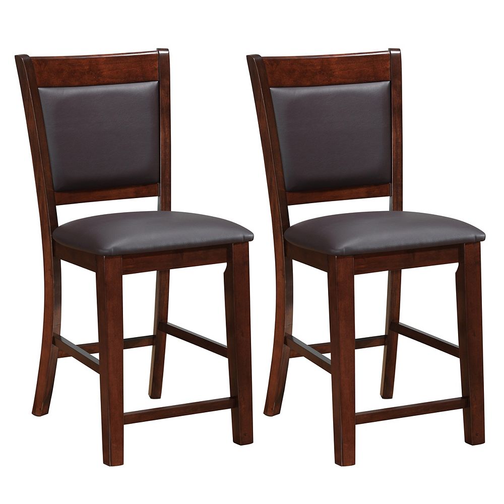 Corliving Chocolate Brown Bonded Leather Counter Height Dining Chairs