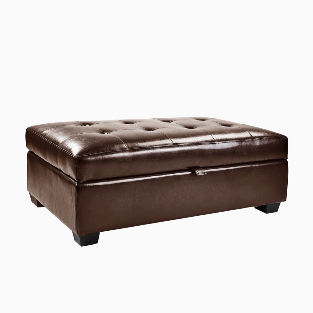 Corliving Antonio Storage Ottoman In Brown Bonded Leather The Home   P 1001122393 