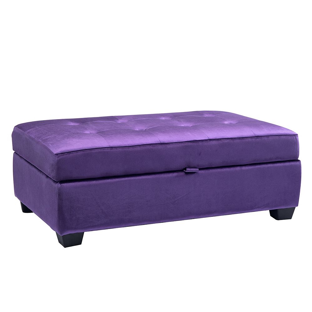 Corliving Antonio Storage Ottoman in Purple Velvet The Home Depot Canada