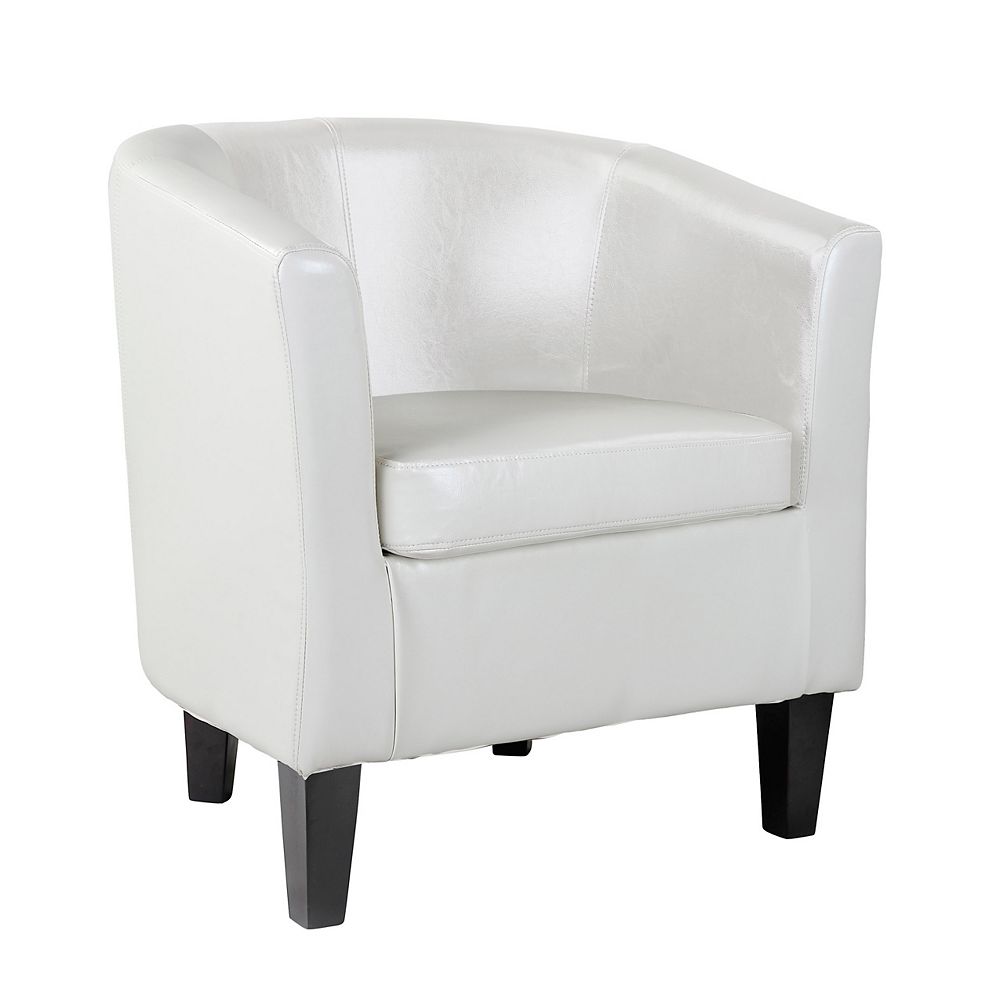 Corliving Antonio Tub Chair in White Bonded Leather The Home Depot Canada