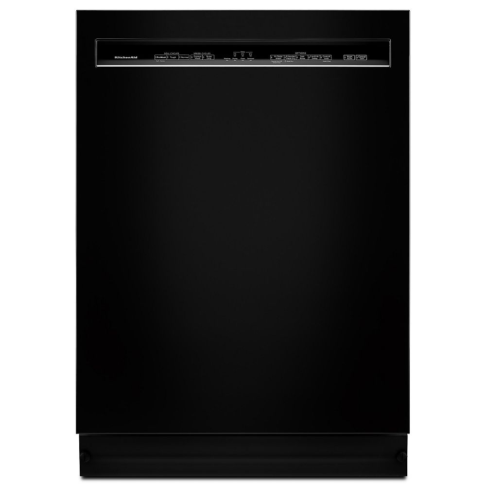 KitchenAid Front Control Dishwasher in Black with Stainless Steel Tub ...