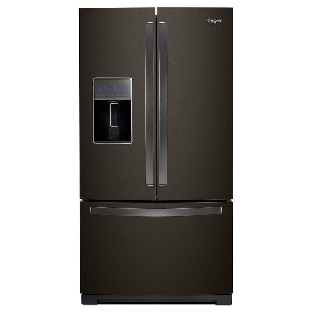 Whirlpool 36-inch W 27 cu. ft. French Door Refrigerator in Fingerprint Black Stainless Steel Appliances Home Depot
