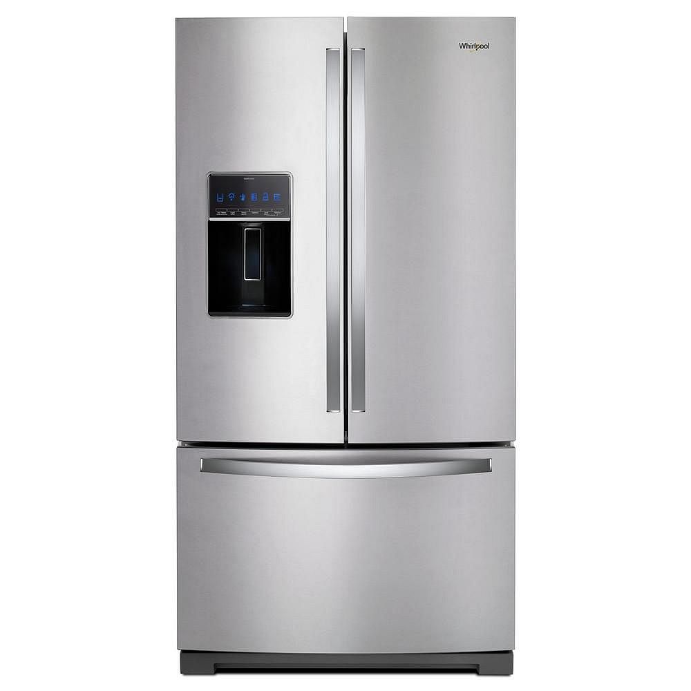 Whirlpool 36 Inch W 27 Cu Ft French Door Refrigerator In Fingerprint Resistant Stainless The Home Depot Canada