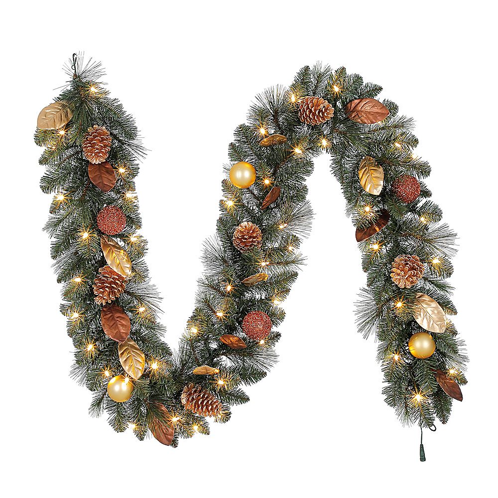 garland arctic lit flurry accents artificial warm ft led pre christmas lights