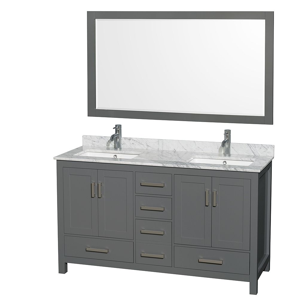 Wyndham Collection Sheffield 60 Inch Dark Gray Double Vanity